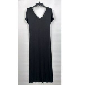 Banana Republic V-Neck Short Sleeve Stretch Boxy Midi Tshirt Dress XS Black